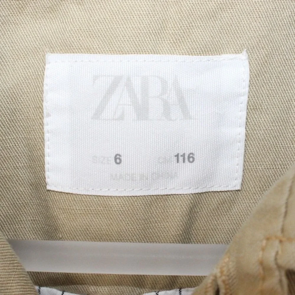 Zara Kids Cotton Button Front Lightweight Jacket Size 6 Tan Khaki‎